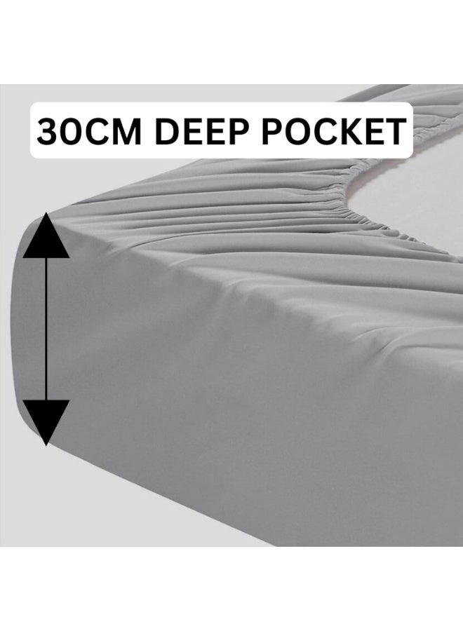 TW Premier Premium Fitted Bed Sheet Set with Oxford Edge Pillowcases | 3-Piece Set | High-Quality 90 GSM Microfiber | 30 cm Deep Pocket - Image 3